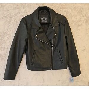 Levi's‎ Women's Black Faux Leather Moto Jacket Large ** NEW **
